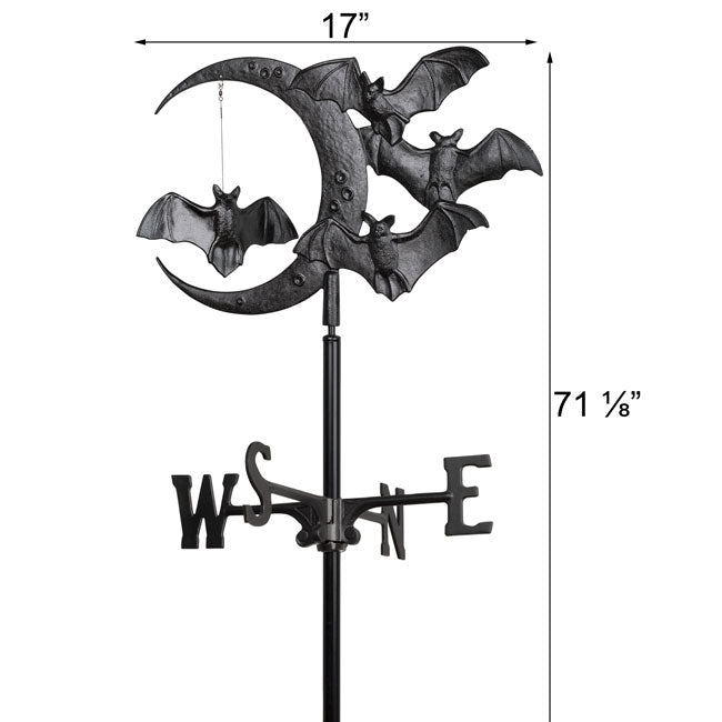 Whitehall Bat and Moon Garden Weathervane, Black