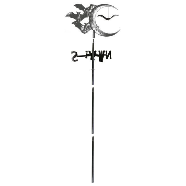 Whitehall Bat and Moon Garden Weathervane, Black