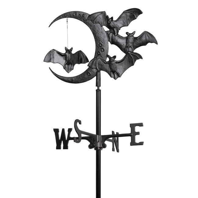 Whitehall Bat and Moon Garden Weathervane, Black
