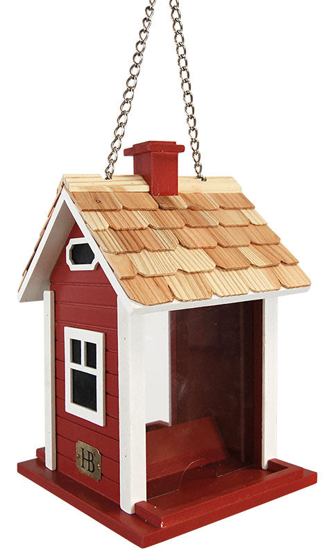 Home Bazaar Christmas Cottage Bird Feeder, Red