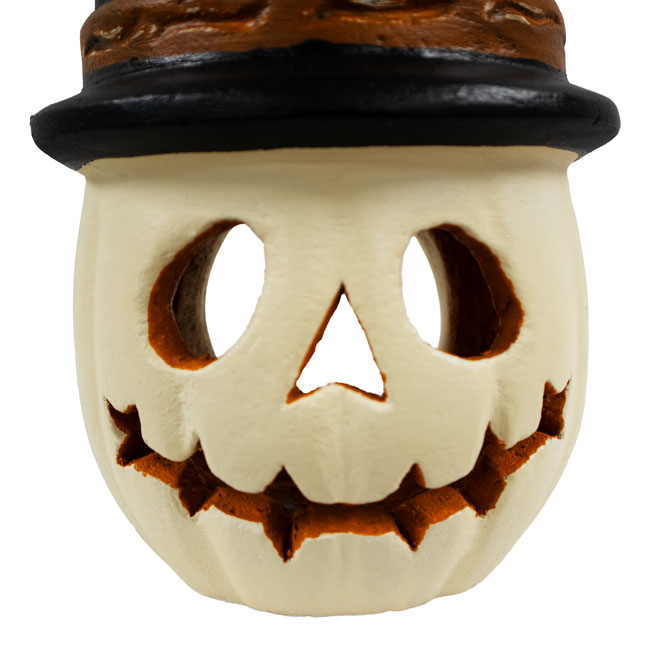 Artisanal Terra Cotta Warlock Jack-O-Lantern, White