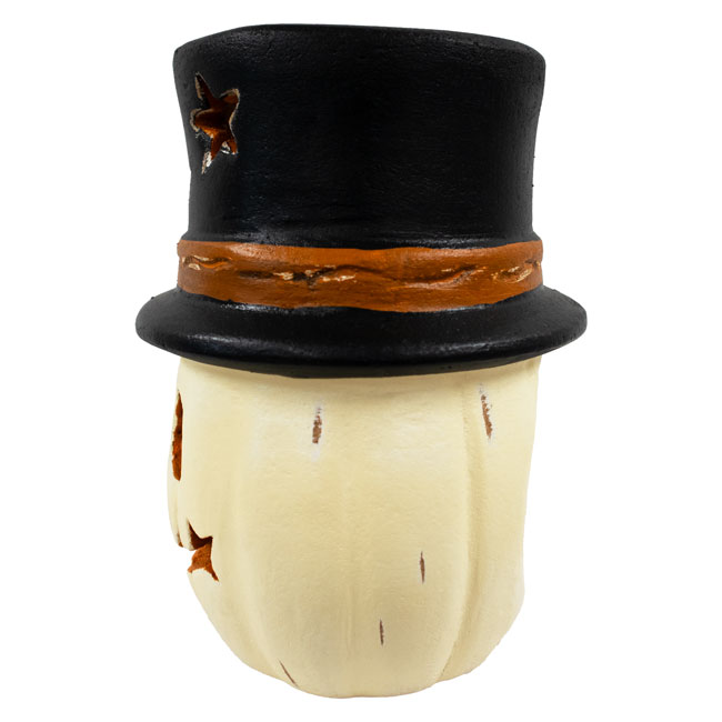 Artisanal Terra Cotta Warlock Jack-O-Lantern, White