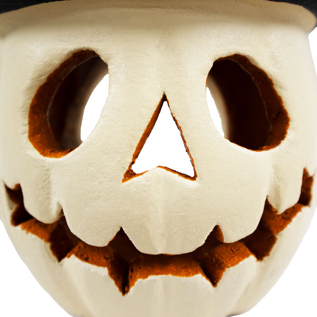 Artisanal Terra Cotta Warlock Jack-O-Lantern, White