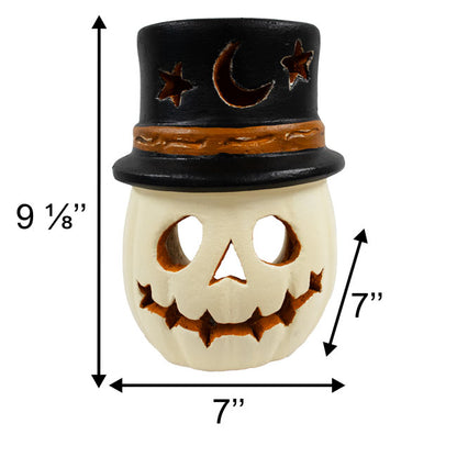 Artisanal Terra Cotta Warlock Jack-O-Lantern, White