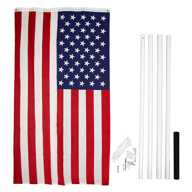 Heath Flag Pole with Pulley, Rope, and Flag Kit, 15'