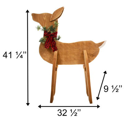 Amish-Made Wooden Doe Statue