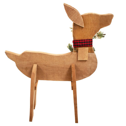 Amish-Made Wooden Doe Statue