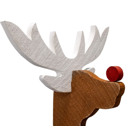 Amish-Made Wooden Deer Statues Package