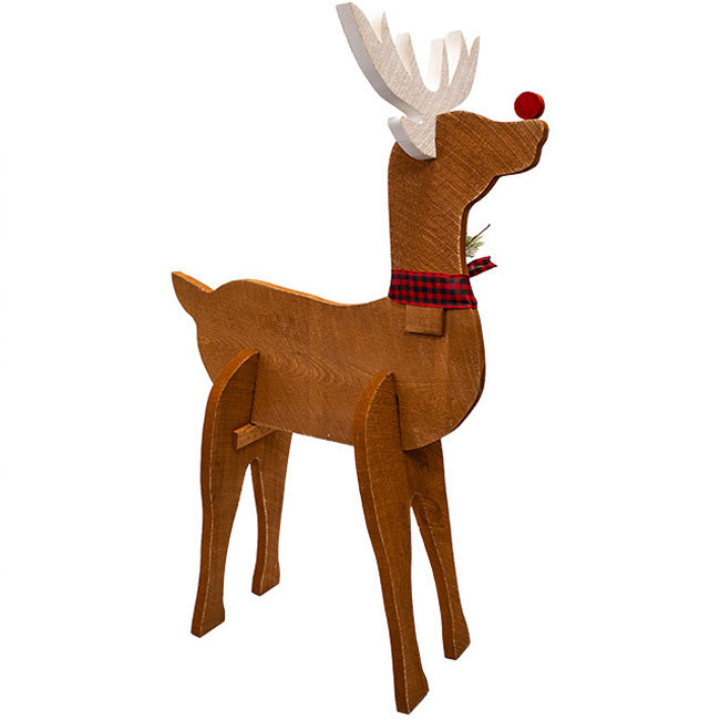 Amish-Made Wooden Deer Statues Package