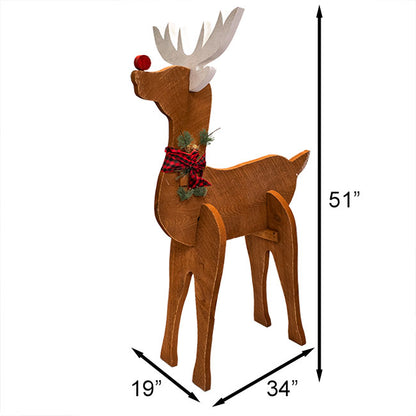 Amish-Made Wooden Reindeer Statues, Pack of 2