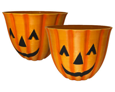 Urban Gardener Jack-O-Lantern Fiber Clay Pots, 12", 2 Pack