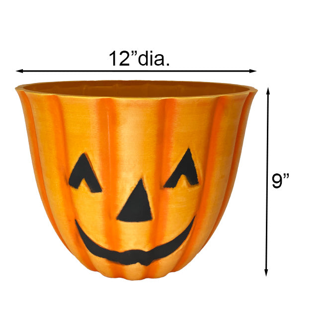 Urban Gardener Jack-O-Lantern Fiber Clay Pots, 12", 2 Pack