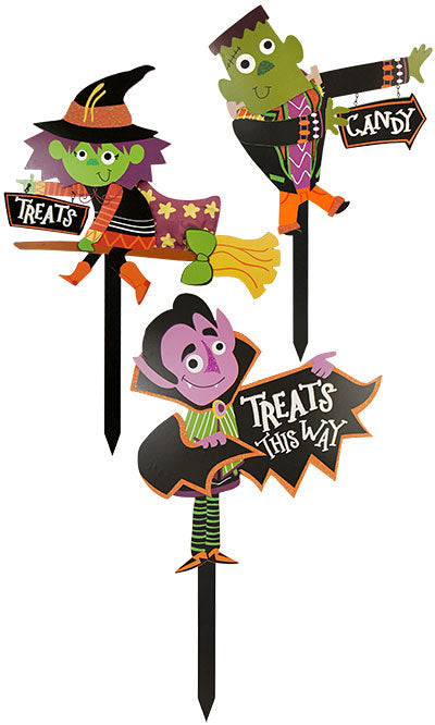 Whimsical Halloween Yard Stakes, Set of 3