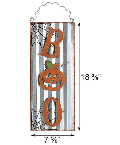 Boo Tin Wall Art, Gray and Orange, 7.625"W x 18.375"H