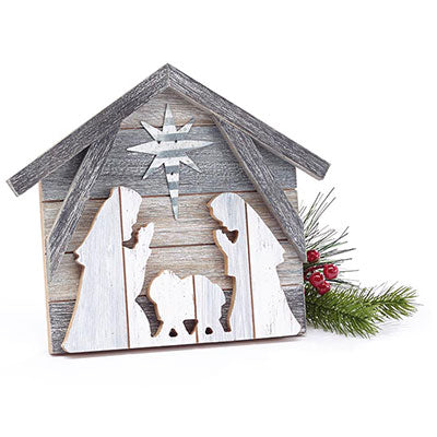 Layered Wood Nativity Scene, Multicolored, 10"W x 8.25"H