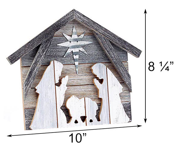 Layered Wood Nativity Scene, Multicolored, 10"W x 8.25"H