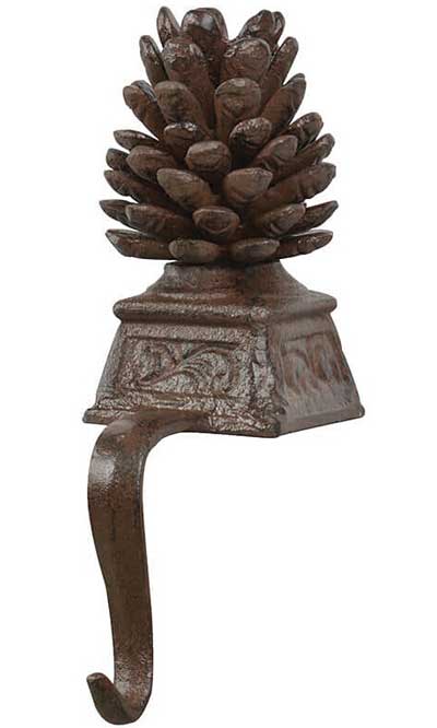 Esschert Design Cast Iron Pine Cone Stocking Hanger, Brown