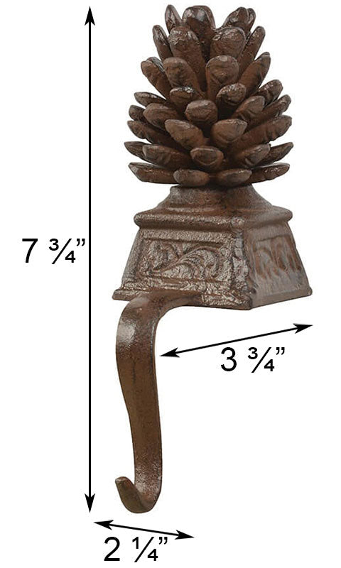 Esschert Design Cast Iron Pine Cone Stocking Hanger, Brown