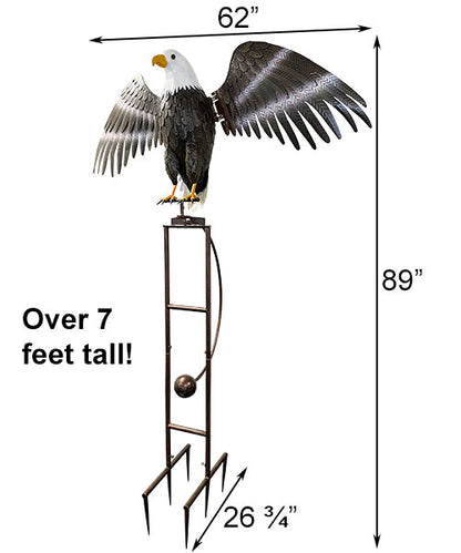 Esschert Staked Metal GIANT Bald Eagle Rocker, 89"H