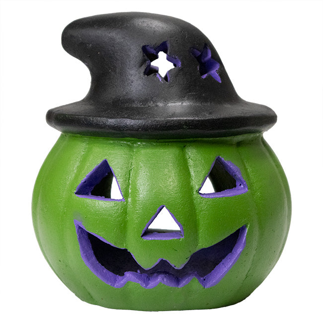 Artisanal Jack-O-Lantern with Witch Hat Luminary, Green