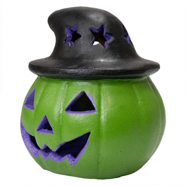 Artisanal Jack-O-Lantern with Witch Hat Luminary, Green