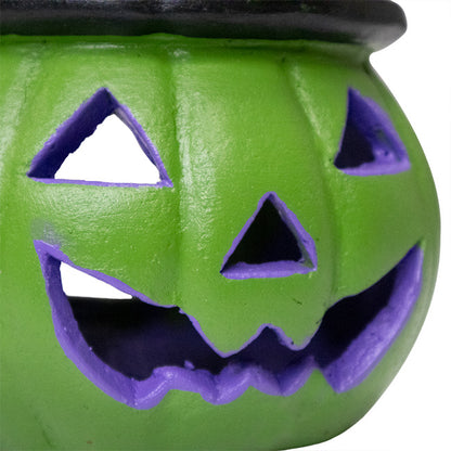 Artisanal Jack-O-Lantern with Witch Hat Luminary, Green