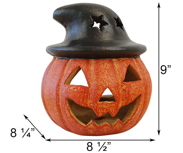 Artisanal Jack-O-Lantern with Witch Hat Luminaries, 2 Pack