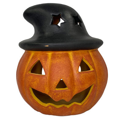 Artisanal Jack-O-Lantern with Witch Hat Luminaries, 2 Pack