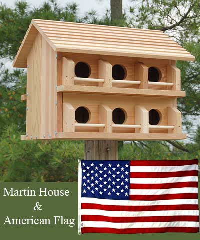 Heath Cedar Purple Martin House & 3' x 5' American Flag