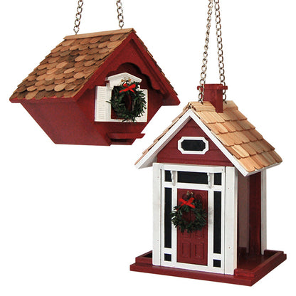 Home Bazaar Holiday Bird House and Feeder Kit, Red