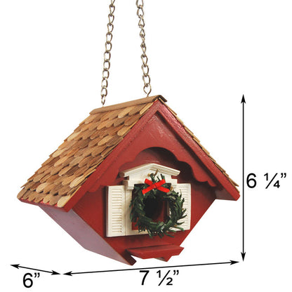 Home Bazaar Holiday Bird House and Feeder Kit, Red