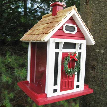 Home Bazaar Holiday Bird House and Feeder Kit, Red