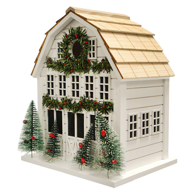 Home Bazaar Holly Cottage Bird House, White