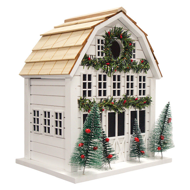 Home Bazaar Holly Cottage Bird House, White