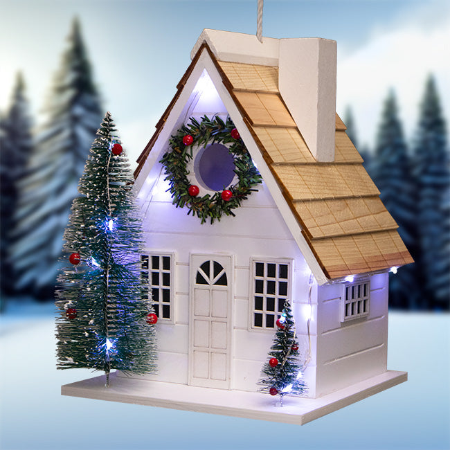 Home Bazaar Christmas Chateau Bird House with LEDs