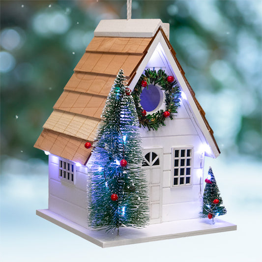 Home Bazaar Christmas Chateau Bird House with LEDs