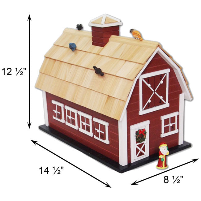 Home Bazaar Red Christmas Barn Advent Calendar