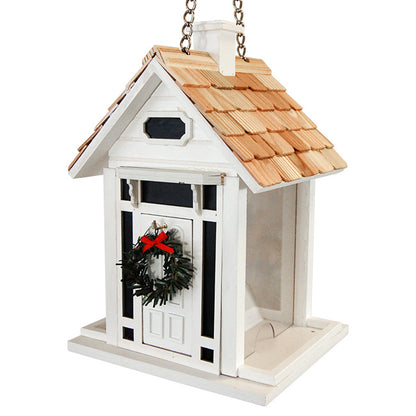 Home Bazaar Christmas Cottage Bird Feeder, White