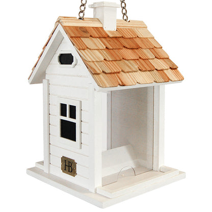 Home Bazaar Christmas Cottage Bird Feeder, White