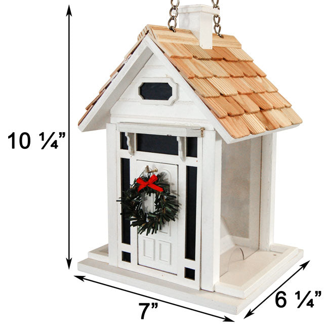 Home Bazaar Christmas Cottage Bird Feeder, White