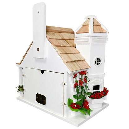 Home Bazaar Yuletide Cottage Bird House, White