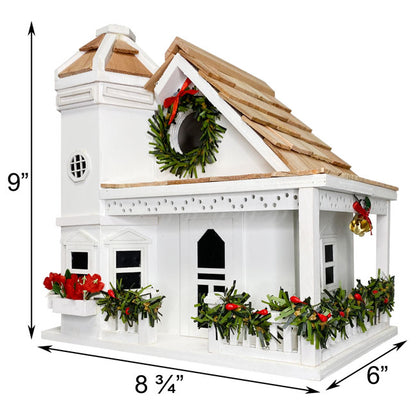 Home Bazaar Yuletide Cottage Bird House, White