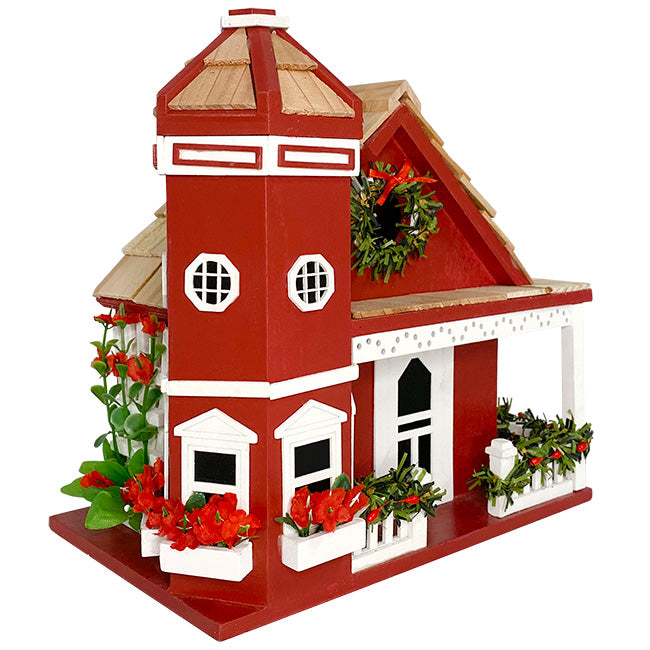 Home Bazaar Yuletide Cottage Bird House, Red