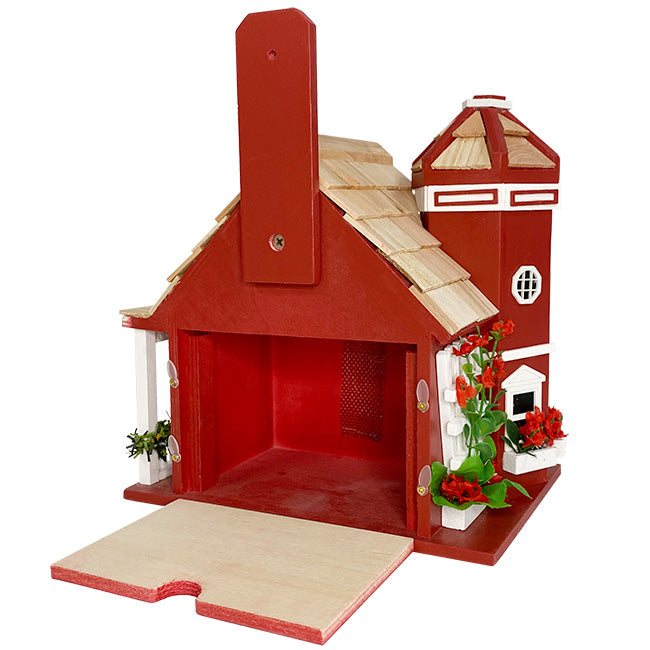 Home Bazaar Yuletide Cottage Bird House, Red