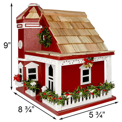 Home Bazaar Yuletide Cottage Bird House, Red