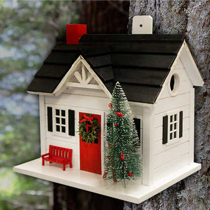 Home Bazaar Holiday Ski Chalet Bird House with LEDs