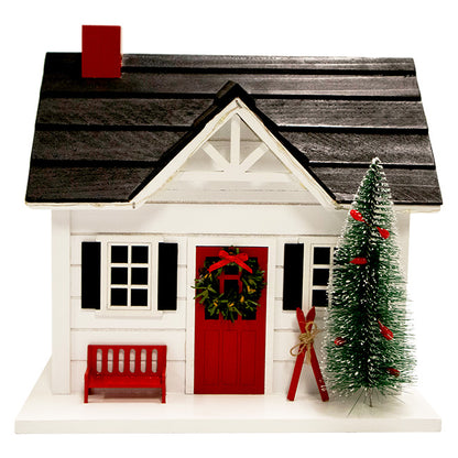 Home Bazaar Holiday Ski Chalet Bird House with LEDs