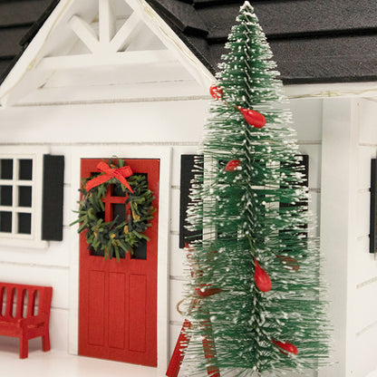 Home Bazaar Holiday Ski Chalet Bird House with LEDs