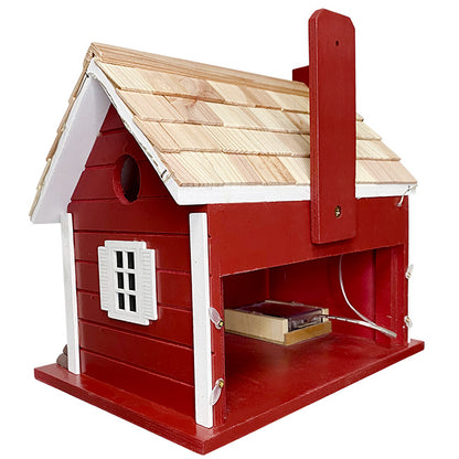 Home Bazaar Christmas Cape Bird House with LEDs, Red