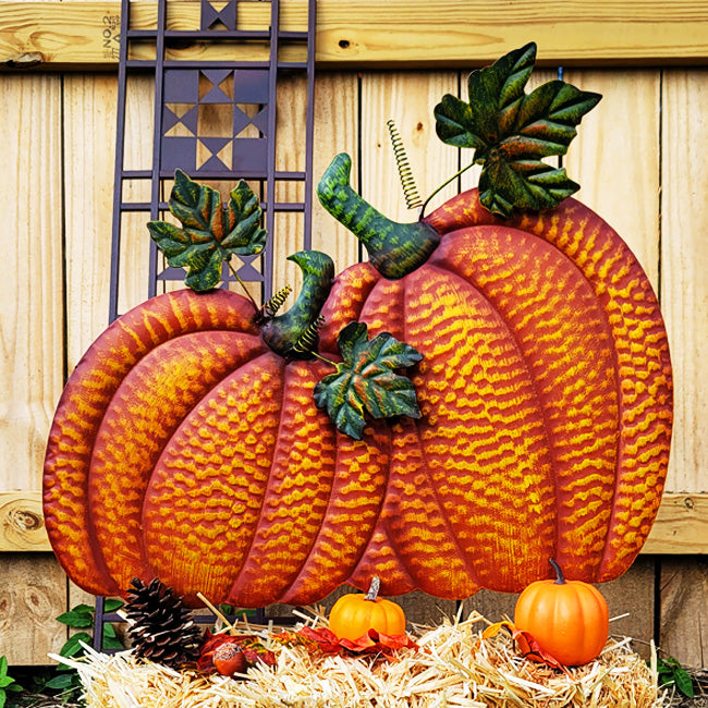 Land & Sea Metal Double Pumpkin Yard Art